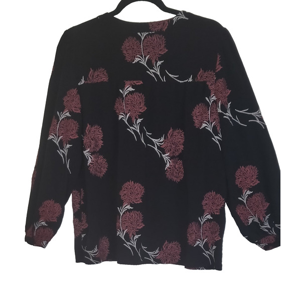 Daniel Rainn Top Blouse Womens LARGE BOHO Intricate Floral Embroidery Black - Picture 12 of 16